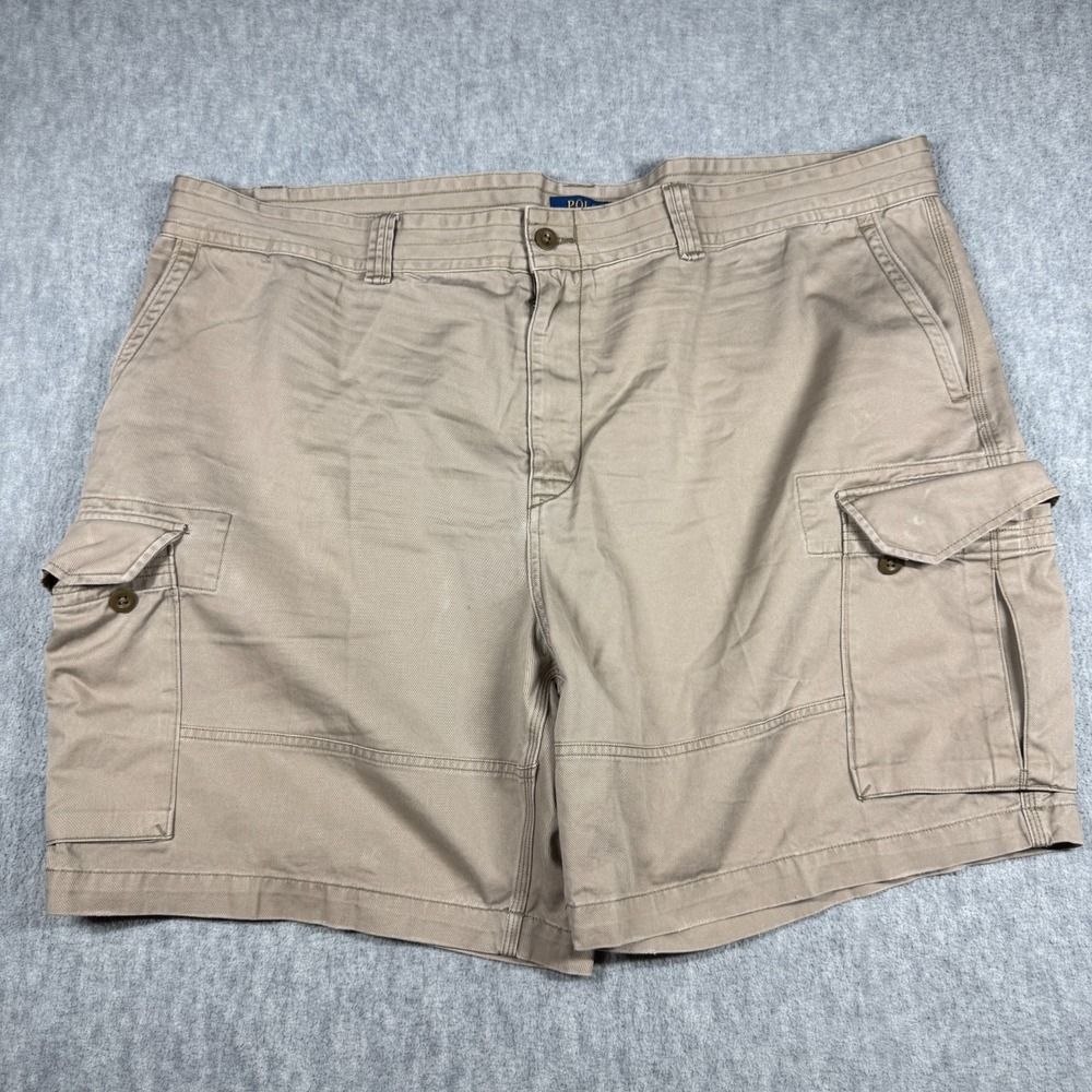 Polo Ralph Lauren Cargo Shorts Mens 46 Tan Khaki Relaxed Big & Tall Cotton Chino